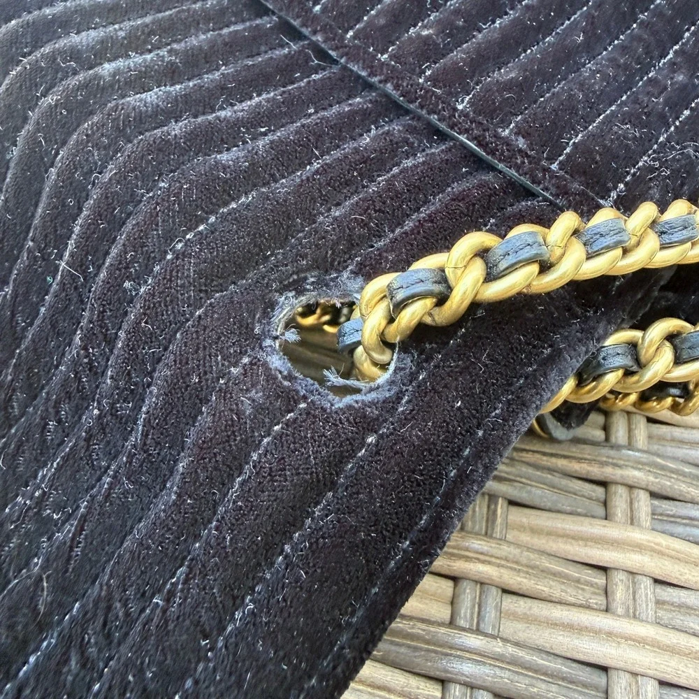 Coach Parker 18 Black Velvet Rivet Chain Crossbody Bag 31034 READ
